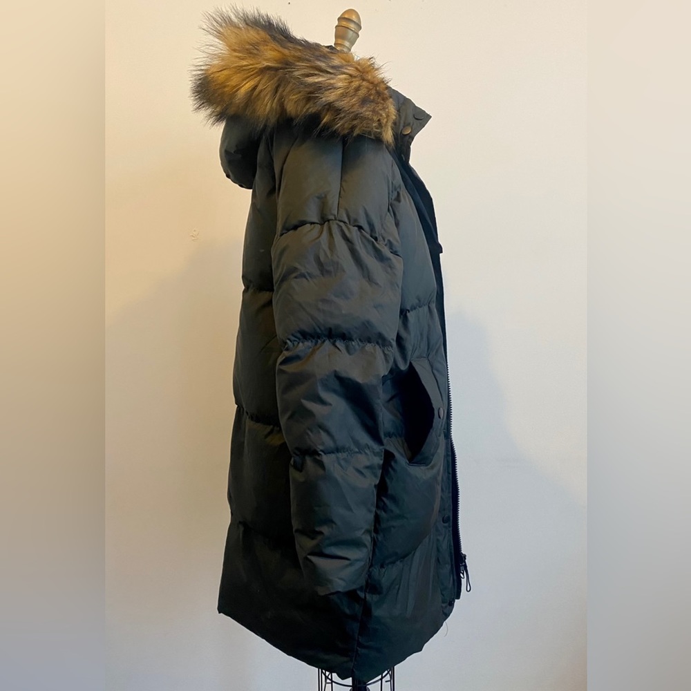 Zara - Black Parka Jacket Coat With Fur Hood Size S - Excellent conditio…